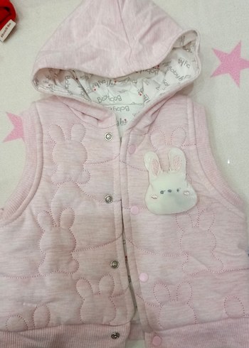 Pembe Kapüşonlu Kız Yeleği - Görsel 2