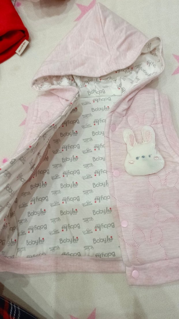 Pembe Kapüşonlu Kız Yeleği - Görsel 3