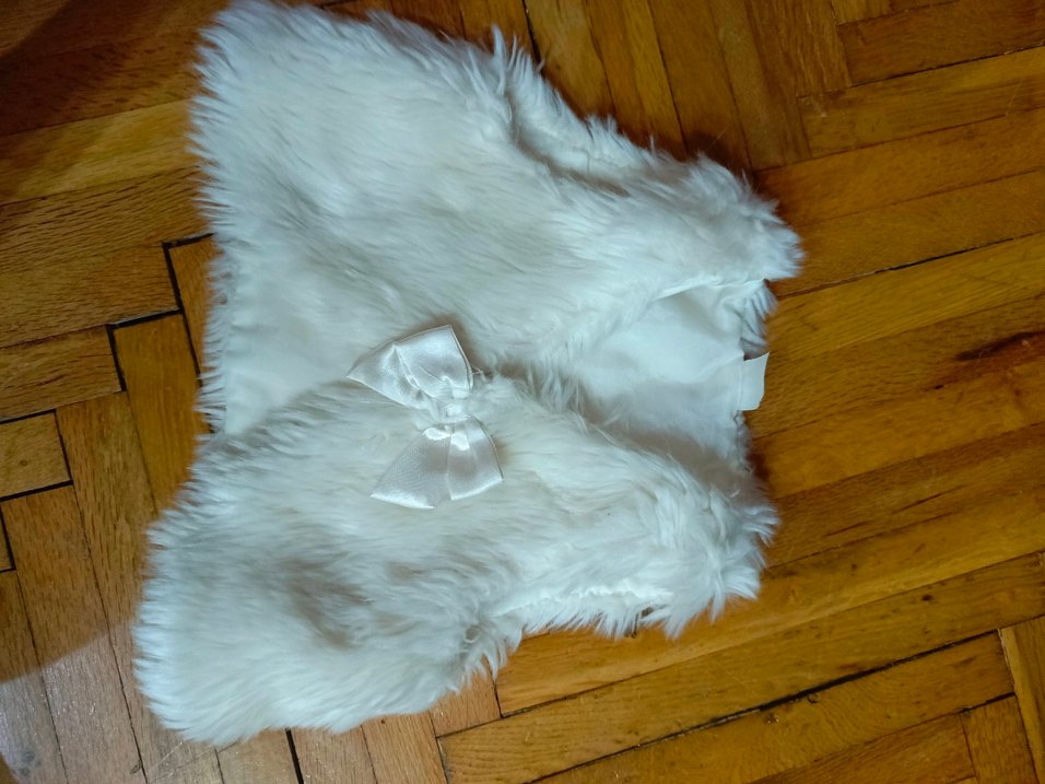 Kız Çocuk Beyaz Kürk Detaylı Yelek - Görsel 4