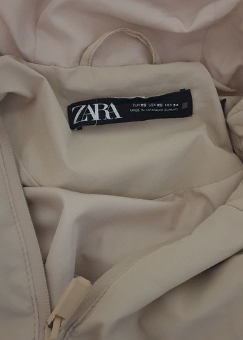 Zara Bej Kadın Midi Kışlık Ceket Kapüşonlu