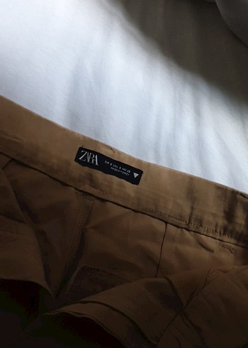 Zara Bej Kadın Keten Pilili Bol Kesim Pantolon