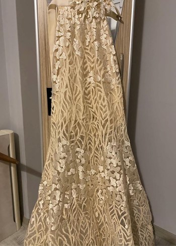 Beyaz Bohem Straplez Balık Abiye - Görsel 4