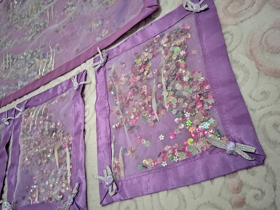 Mor İşlemeli Bohem Masa Örtüsü Seti - Görsel 2