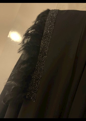 Siyah tüylü Uzun Kollu  Kadın abaya - Görsel 3