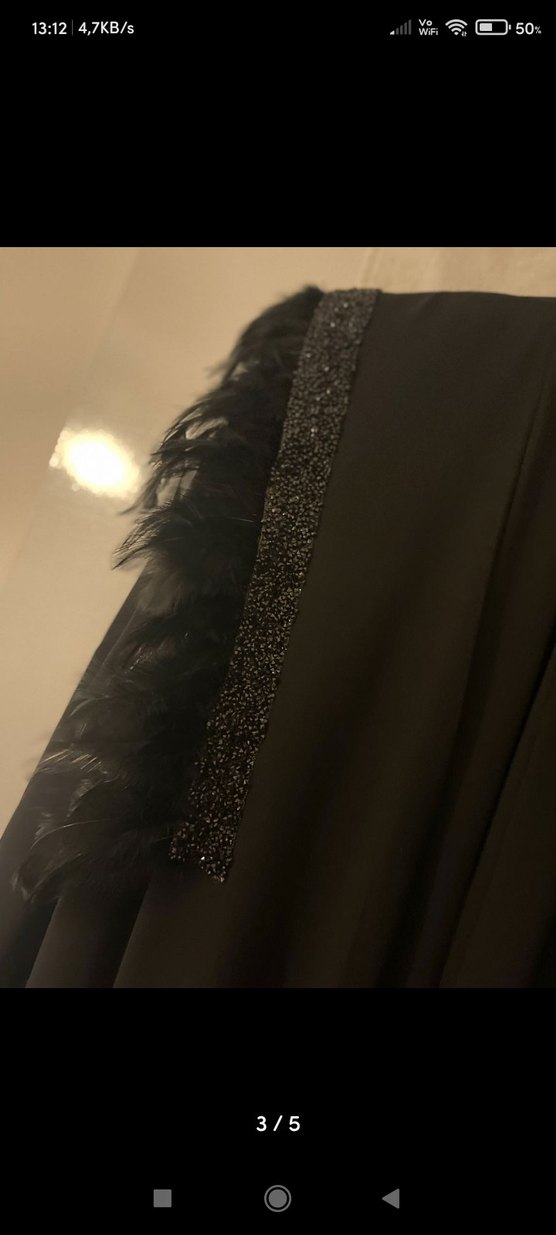 Siyah tüylü Uzun Kollu  Kadın abaya - Görsel 3