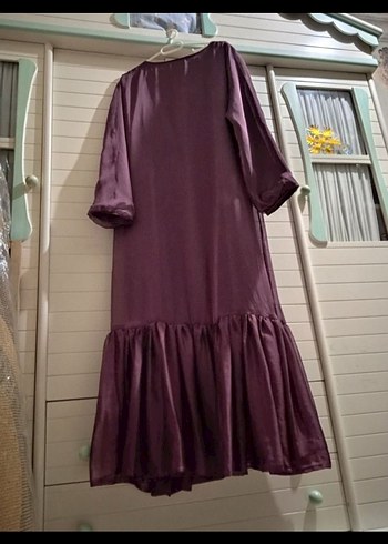 Mor Uzun Salaş Elbise Fırfırlı - Görsel 5