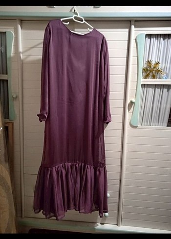 Mor Uzun Salaş Elbise Fırfırlı - Görsel 2