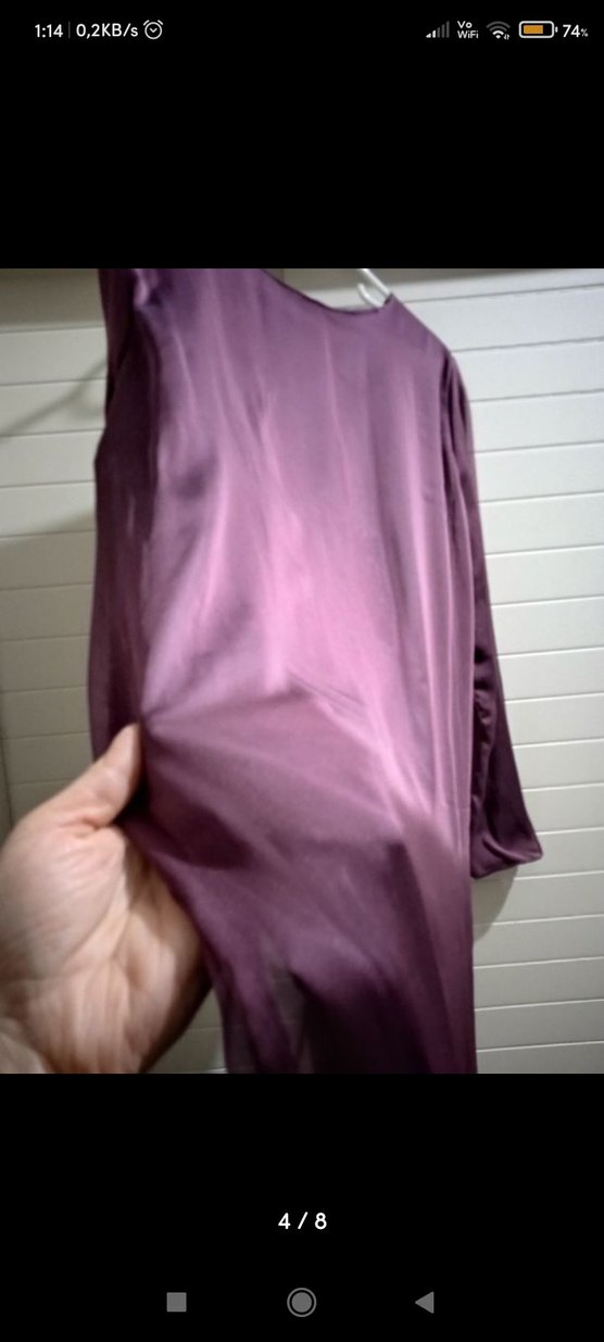 Mor Uzun Salaş Elbise Fırfırlı - Görsel 3