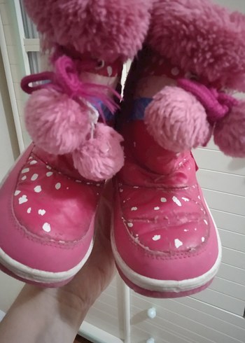 Kız Çocuk Pembe Bağcıklı Peluş Kar  Botu - Görsel 4