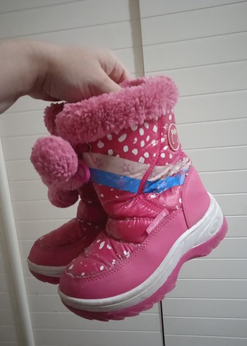 Kız Çocuk Pembe Bağcıklı Peluş Kar  Botu - Görsel 5