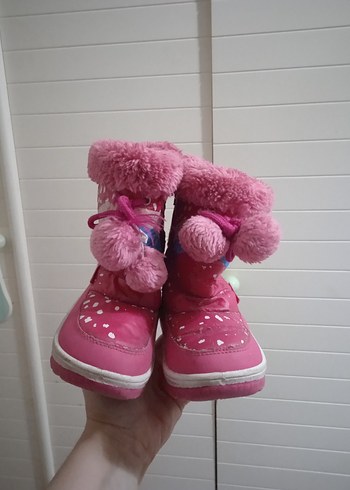 Kız Çocuk Pembe Bağcıklı Peluş Kar  Botu - Görsel 2