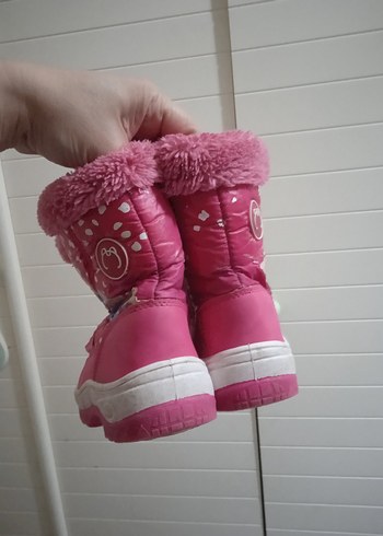 Kız Çocuk Pembe Bağcıklı Peluş Kar  Botu - Görsel 6