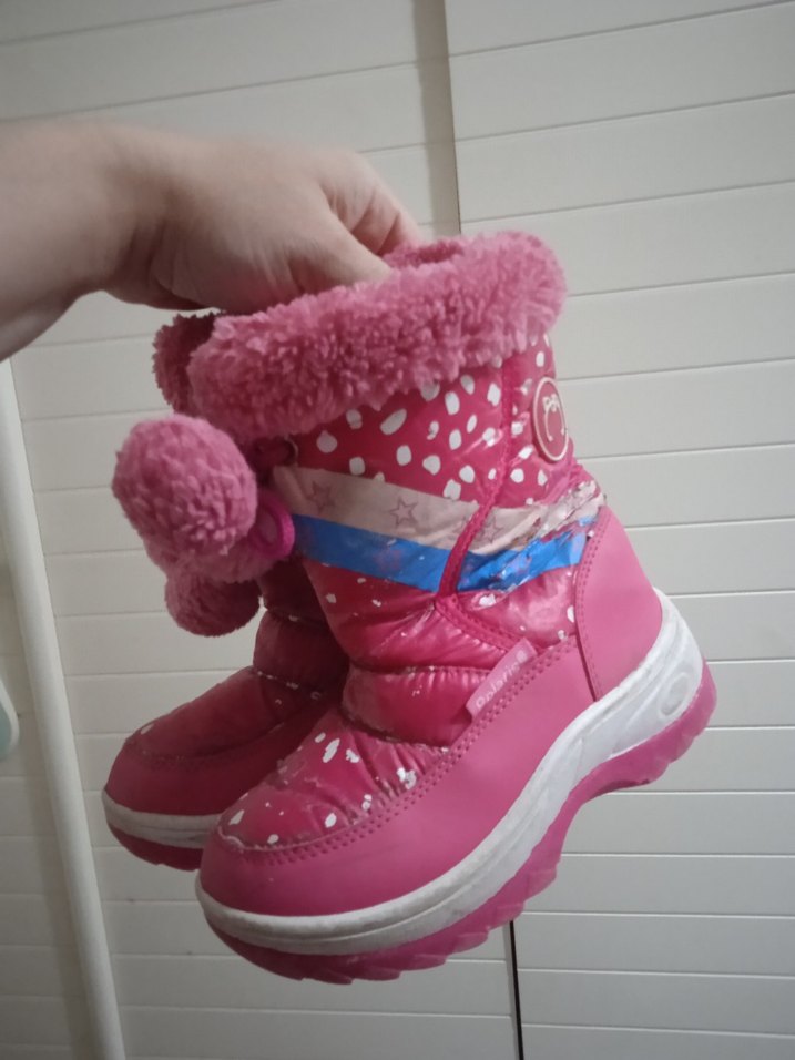 Kız Çocuk Pembe Bağcıklı Peluş Kar  Botu - Görsel 5
