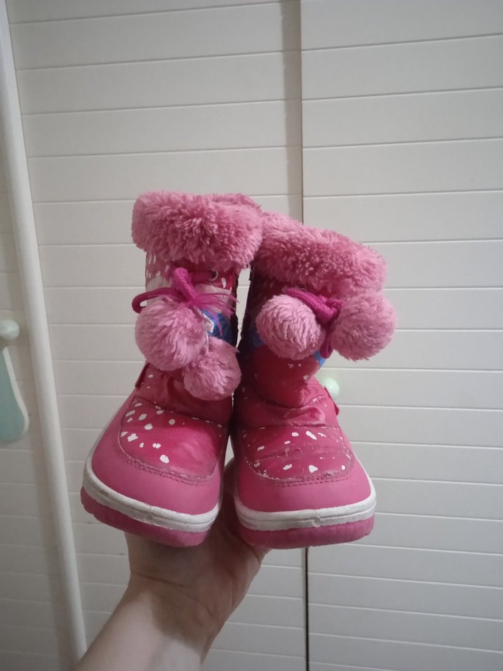 Kız Çocuk Pembe Bağcıklı Peluş Kar  Botu - Görsel 2