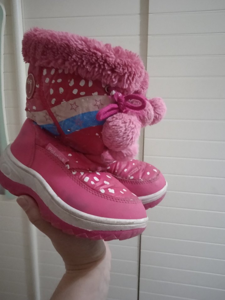 Kız Çocuk Pembe Bağcıklı Peluş Kar  Botu - Görsel 3