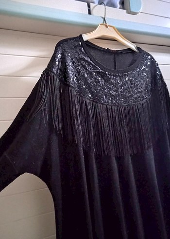 Püsküllü Siyah Uzun Kollu Kadın tunik - Görsel 6