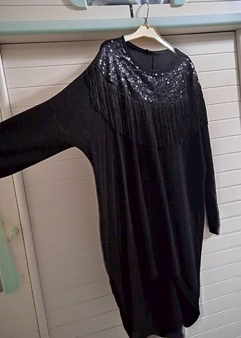 Püsküllü Siyah Uzun Kollu Kadın tunik - Görsel 3