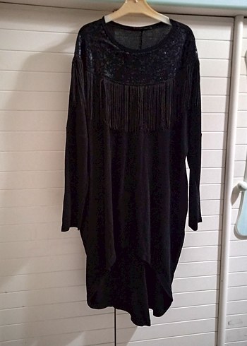 Püsküllü Siyah Uzun Kollu Kadın tunik - Görsel 4