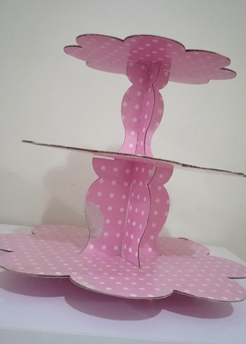 Pembe Puantiyeli Katlı Kek Standı - Görsel 8