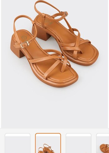 Bej Kadın Topuklu Minimalist Sandalet