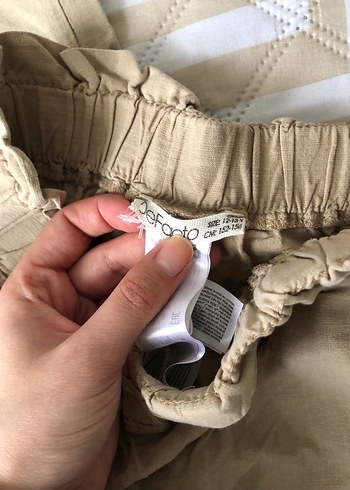 Düğmeli Bej kız cocuk keten takım - Görsel 6