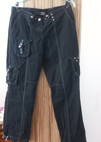 Siyah Kadın Kemerli Bol Kesim Denim Pantolon - Görsel 3