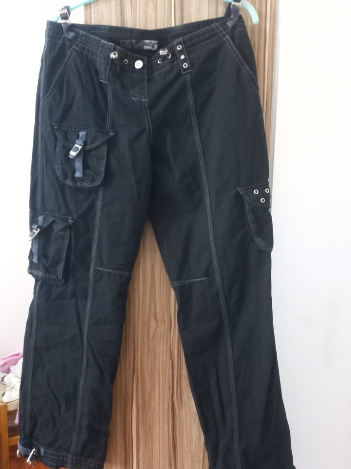 Siyah Kadın Kemerli Bol Kesim Denim Pantolon - Görsel 3