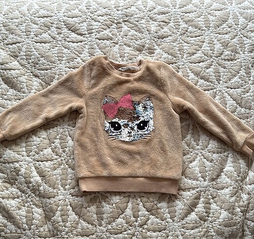 PAYETLİ KEDİLİ YUMUŞAK SWEAT