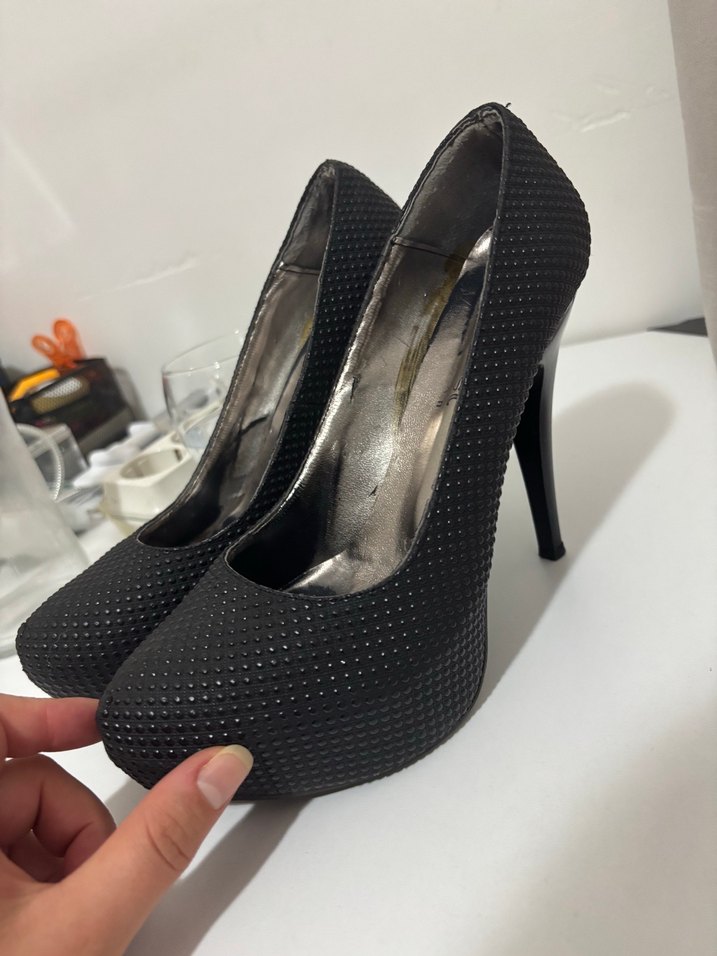 Siyah Stiletto Topuklu Kadın Abiye Ayakkabı - Görsel 3