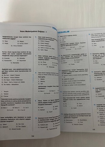 Sosyal Bilgiler Öğretmenliği Tarih Soru Bankası