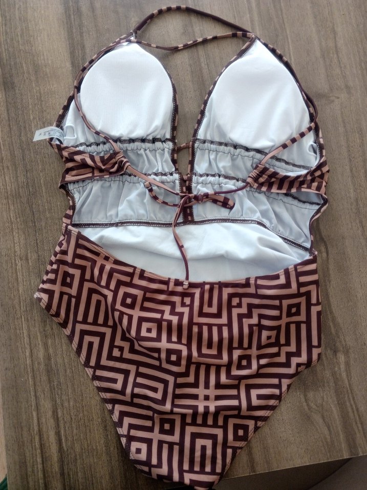 Kahverengi Bohem Renkli Fırfırlı Mayo - Görsel 4