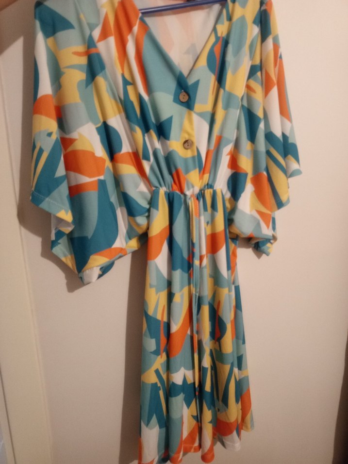 Renkli Bohem V Yaka tulum - Görsel 5