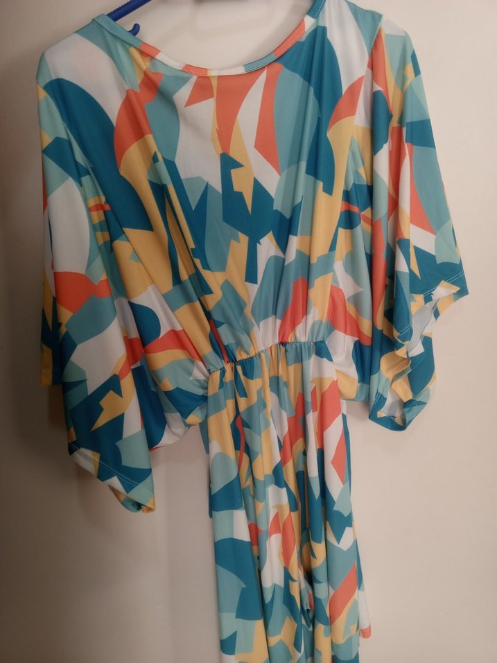 Renkli Bohem V Yaka tulum - Görsel 2