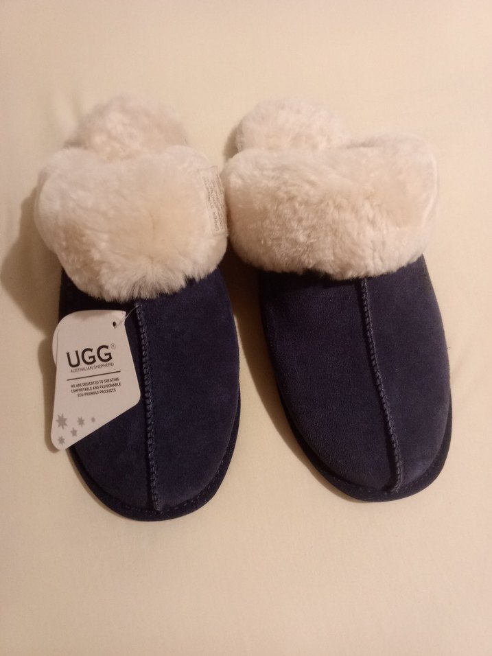 UGG  lacivert Kürk Detaylı Ev Terliği - Görsel 2