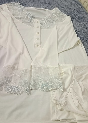 Nakışlı Bohem Kadın Kısa Kollu Pijama Takımı - Görsel 4