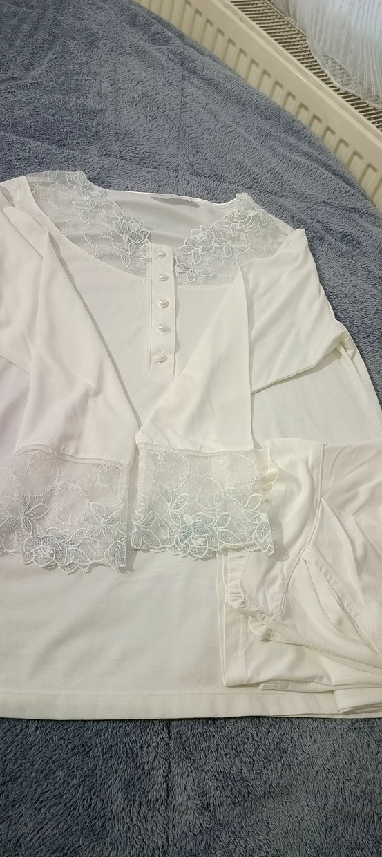 Nakışlı Bohem Kadın Kısa Kollu Pijama Takımı - Görsel 4