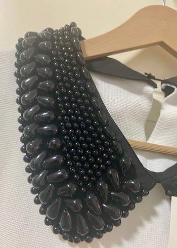 ZARA boncuklu bebe Yakalı Beyaz Mini Kolsuz Elbise - Görsel 4