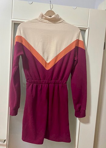 Bershka Bordo Renk bloklu pamuklu sweatshirt Elbise - Görsel 2