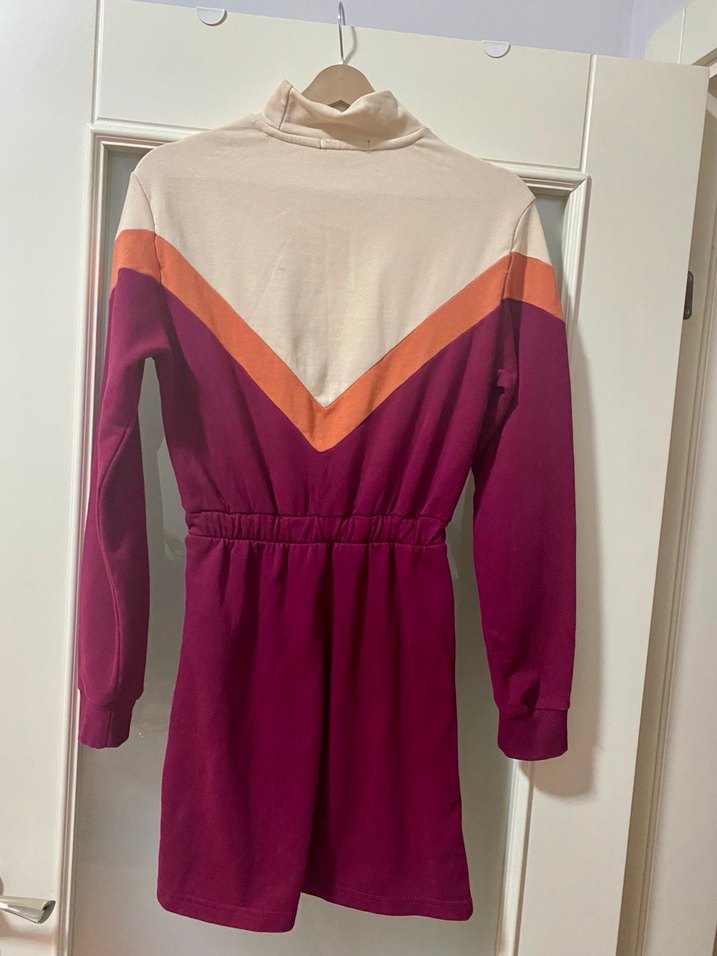 Bershka Bordo Renk bloklu pamuklu sweatshirt Elbise - Görsel 2