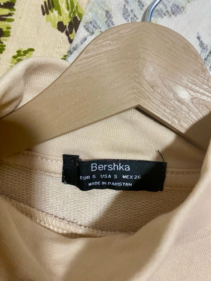Bershka Bordo Renk bloklu pamuklu sweatshirt Elbise - Görsel 3