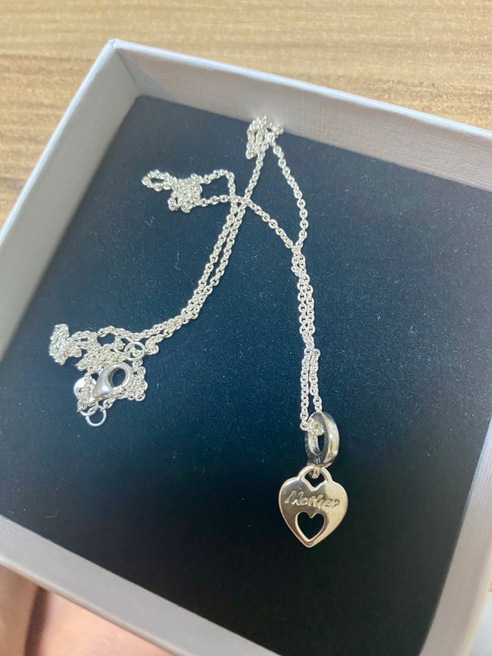 Pandora mother yazılı gümüş kolye ve zincir - Görsel 5