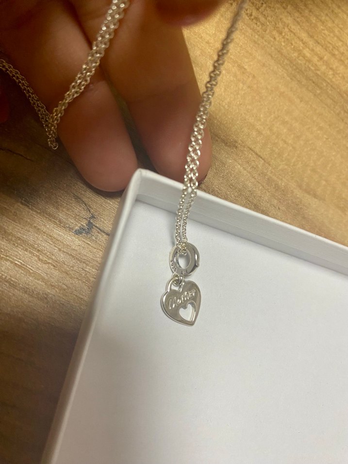Pandora mother yazılı gümüş kolye ve zincir - Görsel 3
