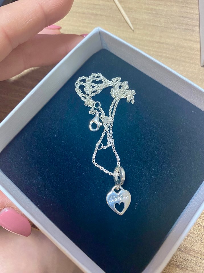 Pandora mother yazılı gümüş kolye ve zincir - Görsel 2