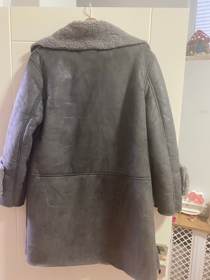 Stradivarius Gri Süet Kürklü Kadın Ceket - Görsel 2