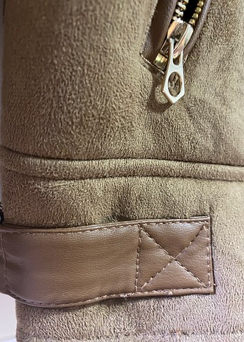 Stradivarius içi peluş dışı süet biker ceket - Görsel 4