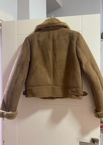 Stradivarius içi peluş dışı süet biker ceket - Görsel 2