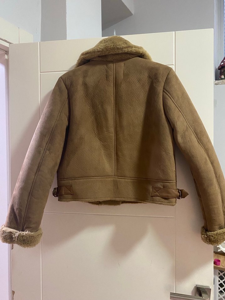 Stradivarius içi peluş dışı süet biker ceket - Görsel 2