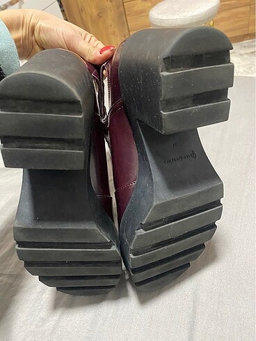 37 Beden bordo Renk Kalın topuklu bilekte bot Stradivarius