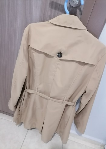 Kadın Bej Midi Trençkot Kemerli - Görsel 3