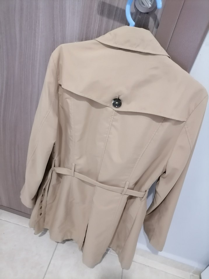 Kadın Bej Midi Trençkot Kemerli - Görsel 3